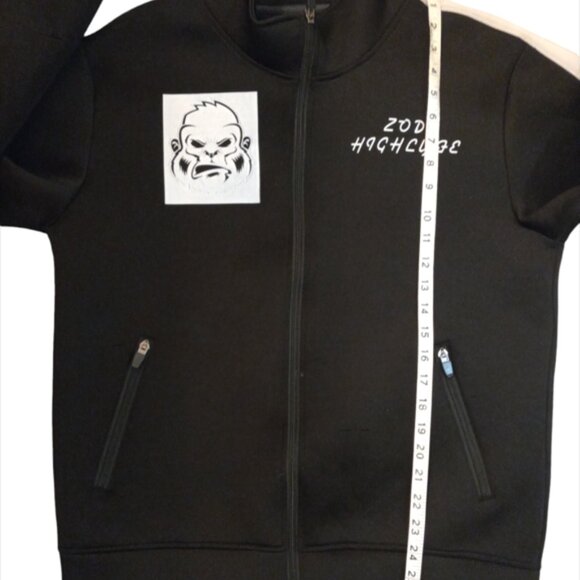 Black Jacket Men's Boys Size Medium Full Zip Up C Track Jacket Gorilla Ape Logo - Picture 8 of 11